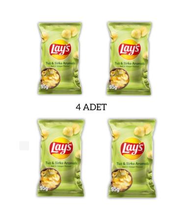 PepsiCo Lay's Salt and Vinegar Flavored Chips 95 GR x 4 Pieces Lays Vinegar Chips Lays Vinegar Flavored Chips