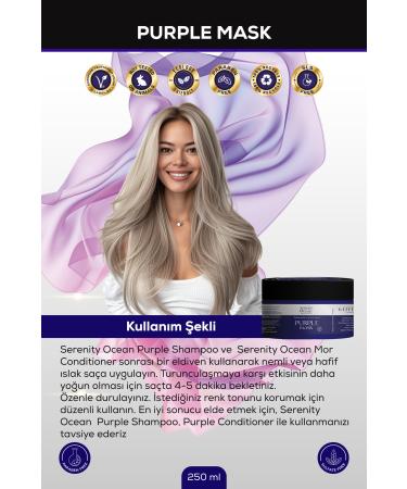 Serenity Ocean Purple Mask for Blonde Silver and Platinum Hair 250ml Vegan Color Protecting Anti-Orange - Buy Online on GoSupps.com