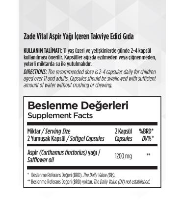 Zade Vital Safflower Oil 60 Softgels - Buy Online on GoSupps.com