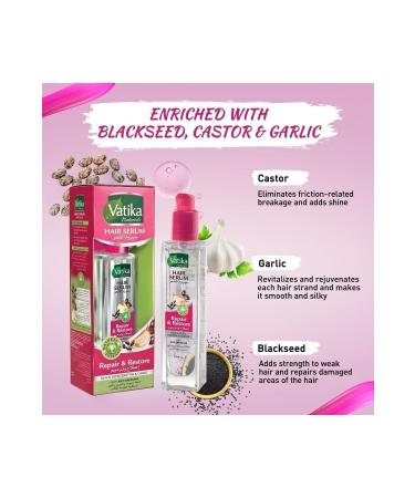 Vatika Naturals Repairing and Regenerating Hair Serum | Black Cumin Castor Oil and Garlic | Anti-Breakage - 47 ml - Buy Online on GoSupps.com