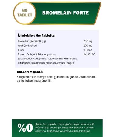 Nutraxin Bromelain Forte 750 mg 60 Tablets Chrome Green Tea Probiotic - Buy Online on GoSupps.com
