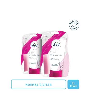 Veet Pure In-Shower Hair Removal Cream Legs & Body Area Normal Skin 150ml x 2 Pieces