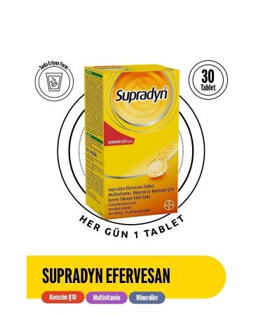 Supradyn 30 Effervescent Tablets | Food Supplement Containing Coenzyme Q10 Multivitamins and Minerals