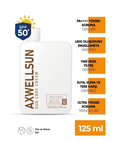 AXWELL 50 SPF+ Anti-Spot Moisturizing High Protection Sun Cream 125 ml
