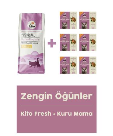 Kito Kitten Food 2 KG + Salmon Meat Kito Fresh X 6