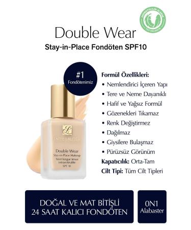 Estee Lauder Natural and Matte Finish - Double Wear Stay-in-place Foundation Spf 10 ( 0n1 Alabaster ) - 30 ml