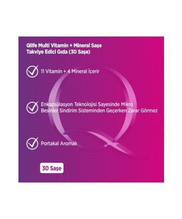 Qlife Raspberry Flavored Multivitamin Mineral Vitamin Supplement 30 Sachets - 11 Vitamins 4 Minerals - Buy Online on GoSupps.com