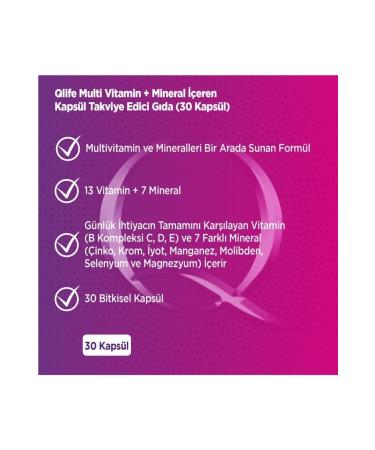 Qlife Multivitamin & Mineral 30 Capsules 13 Vitamins 7 Minerals - Buy Online on GoSupps.com