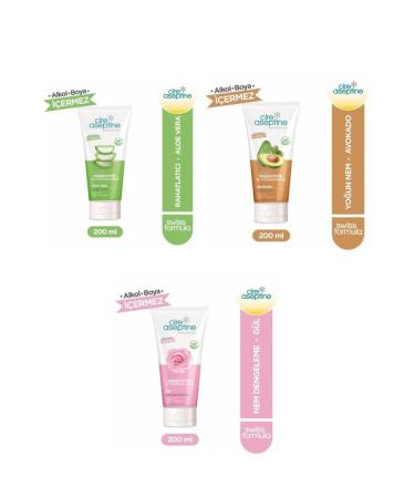Cire Aseptine Soft Prebiotic Mixed Set Aloe Vera Avocado Rose Hand Face and Body Cream 200 Ml