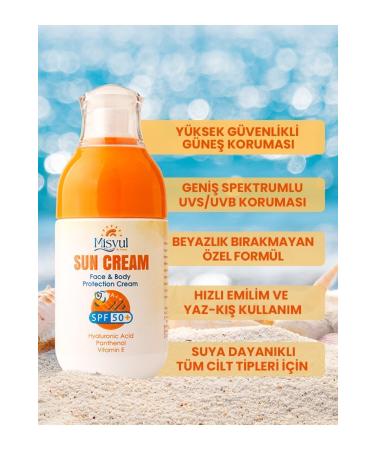 Misyul Sunscreen Spf 50 + Anti-Stain Hyaluronic Acid Moisturizing Face and Body Protection Cream 100ml - Buy Online on GoSupps.com
