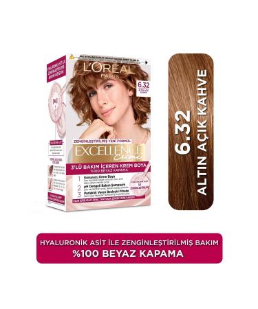 L'Oreal Paris Excellence Creme Hair Dye 6.32 Golden Light Brown