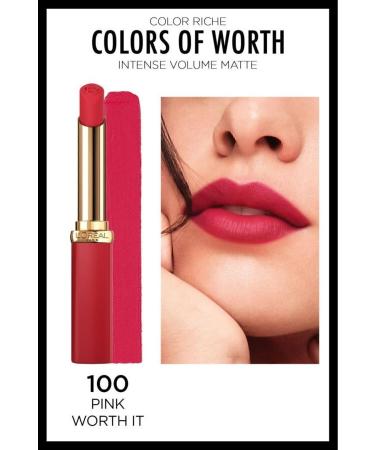 L'Oreal Paris Color Riche Colors Of Worth Intense Volume Matte Lipstick - 100 Pink Worth It - Buy Online on GoSupps.com
