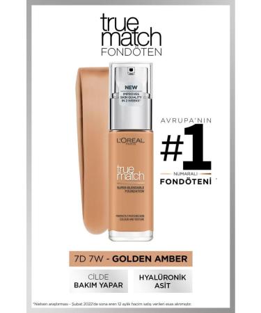 L'Oreal Paris L'or al Paris True Match Caring Foundation 7d Golden Amber