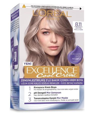 L'Oreal Paris Excellence Cool Creme Hair Dye 8.11 Extra Ash Blonde 3-Piece Set - Buy Online on GoSupps.com