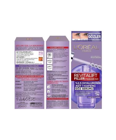 L'Oreal Paris Revitalift Filler Eye Serum Brightening the Eye Contour Reducing the Appearance of Dark Circles 20ml - Buy Online on GoSupps.com