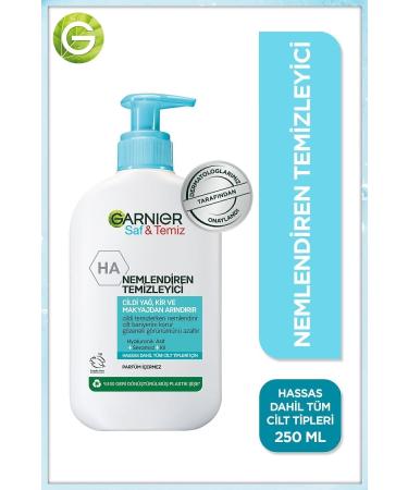Garnier Pure & Clean Moisturizing Cleanser Hyaluronic Acid Ceramide Clay 250 ml Facial Cleansing Gel