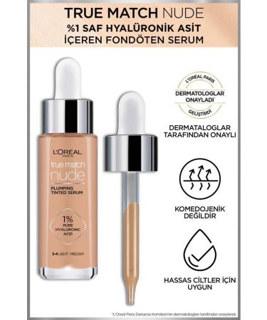 L'Oreal Paris True Match Nude Foundation Serum 3-4 Light Medium - Buy Online on GoSupps.com