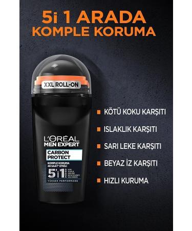 L'Oreal Paris Men Expert Carbon Protect Anti Super Perspirant 5 in 1 Men's Roll On 50 ml - Buy Online on GoSupps.com