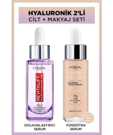 L'Oreal Paris True Match Nude Foundation Serum 0.5-2 Very Light & Revitalift Filler 1.5% Pure Hyaluronic Acid Serum
