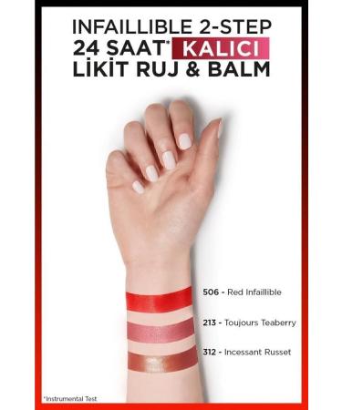 L'Oreal Paris Infaillible 2-step 24 Hour Liquid Lipstick & Balm - 213 Toujours Teaberry - Buy Online on GoSupps.com
