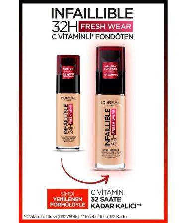 L'Oreal Paris L'Or al Paris Infaillible 32H Fresh Wear Vitamin C Foundation - 120 Golden Vanilla - Buy Online on GoSupps.com