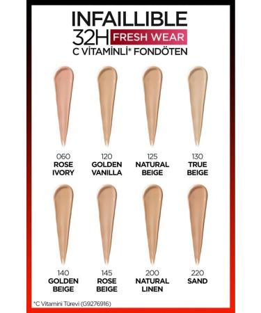 L'Oreal Paris L'Or al Paris Infaillible 32H Fresh Wear Vitamin C Foundation - 140 Golden Beige - Buy Online on GoSupps.com