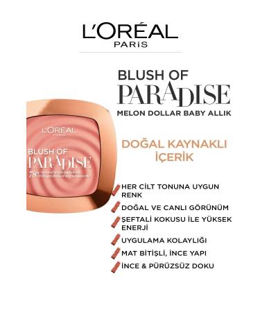 L'Oreal Paris Women's Pink Blush - Wake Up and Glow Blush 03 Melon Dollar Baby 3600523707157 - Buy Online on GoSupps.com