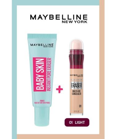 Maybelline New York Baby Skin Makeup Base + Instant Anti Age Eraser Concealer 01 Light
