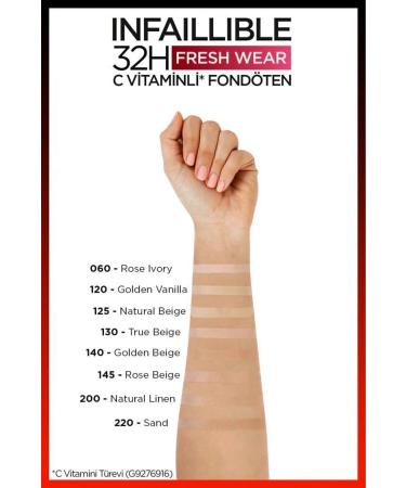 L'Oreal Paris Infaillible 32h Fresh Super Wear Vitamin C Foundation - 60 Rose Ivory - Buy Online on GoSupps.com
