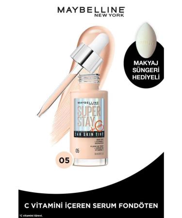 Maybelline New York Super Stay Skin Tint Foundation - 05 & Makeup Sponge