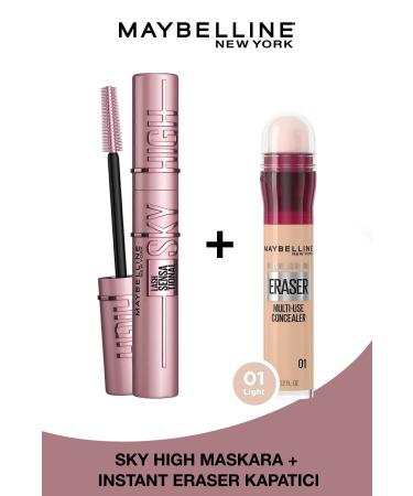 Maybelline New York Lash Sensational Sky High Mascara & Instant Anti Age Eraser Concealer - 01 Light - Buy Online on GoSupps.com
