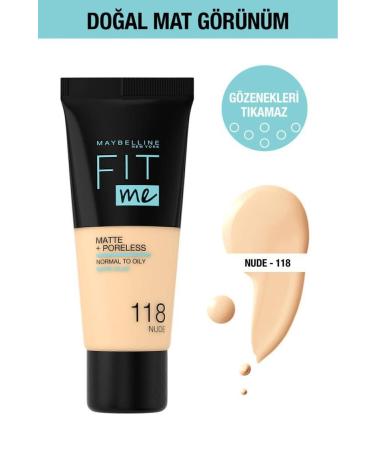Maybelline New York Fit Me Matte Poreless Foundation - 118 Nude