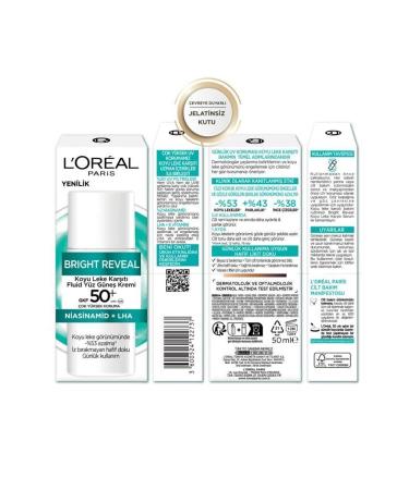 L'Oreal Paris Bright Reveal Spf 50+ Anti-Dark Spot Fluid Daily Face Sunscreen 50ml High Protection - Buy Online on GoSupps.com
