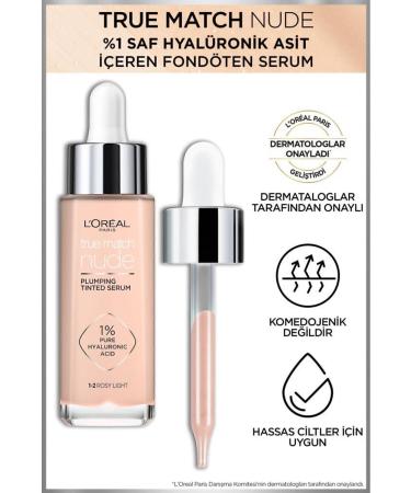 L'Oreal Paris True Match Nude Foundation Serum 1-2 Rosy Light - Buy Online on GoSupps.com
