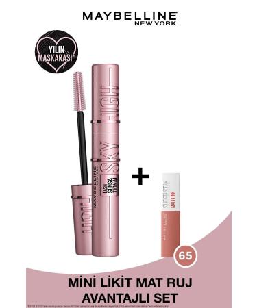 Maybelline New York Lash Sensational Sky High Mascara & Mini Super Stay Matte Ink Liquid Matte Lipstick 65 Seductress 2.7ml