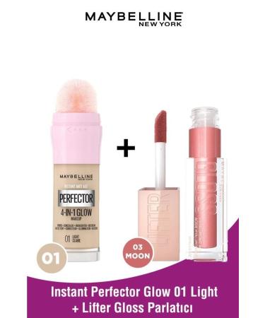 Maybelline New York Instant Perfector Glow 4 Effects in 1 Foundation - 01 Light & Lifter Gloss Lip Gloss 003 Moon