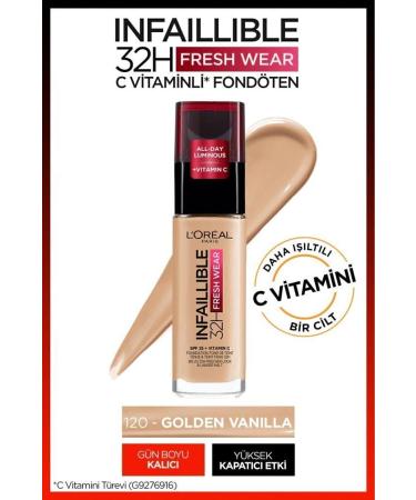 L'Oreal Paris L'Or al Paris Infaillible 32H Fresh Wear Vitamin C Foundation - 120 Golden Vanilla