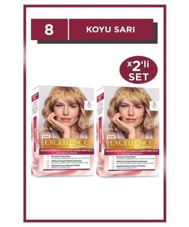 L'Oreal Paris Excellence Creme Hair Dye 8 Dark Blonde 2-Piece Set