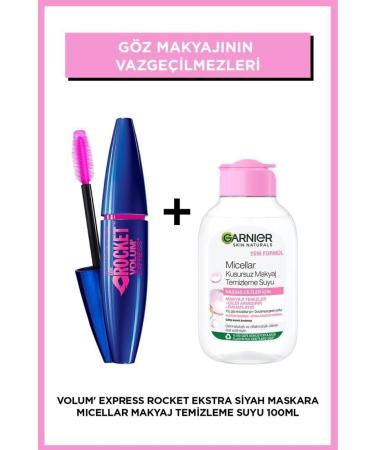 Maybelline New York Volum' Express Rocket Extra Black Mascara & Garnier Micellar Makeup Remover Water 100 Ml