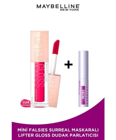Maybelline New York Lifter Gloss Moisturizing Lip Gloss - 24 Bubblegum & Mini Falsies Surreal Mascara 4.7 ML