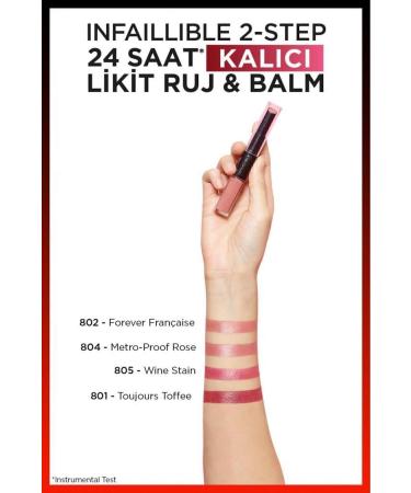 L'Oreal Paris L'or al Paris Infaillible 2-step 24 Hour Liquid Lipstick & Balm - 801 Toujours Toffee - Buy Online on GoSupps.com