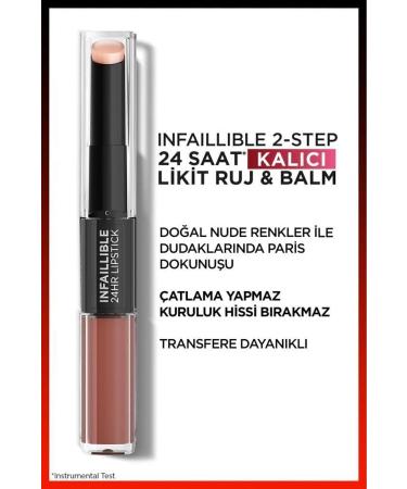 L'Oreal Paris L'oreal Paris Infaillible 2-step 24 Hour Liquid Lipstick & Balm - 101 Everlasting Paris - Buy Online on GoSupps.com