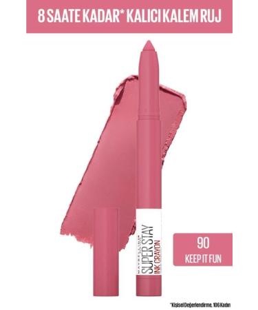 Maybelline New York Super Stay Ink Crayon Pencil Matte Lipstick Pinks Edition 90 Keep It Fun