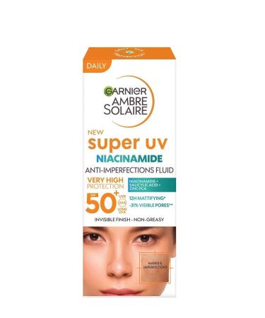 Garnier Ambre Solaire Super UV Niacinamide Anti-Imperfection Daily Sunscreen Fluid Cream SP - Buy Online on GoSupps.com