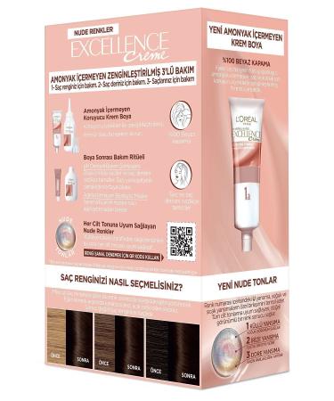 L'Oreal Paris Excellence Creme Nude Colors Hair Dye 3u Nude Dark Brown - Buy Online on GoSupps.com