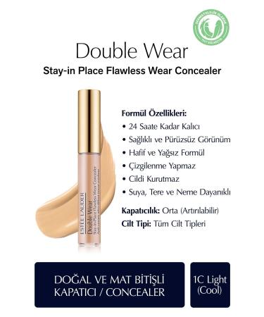 Estee Lauder Concealer - Double Wear Stay-in-Place Flawless Wear Concealer - Color: 1C Light (Cool) 7ml