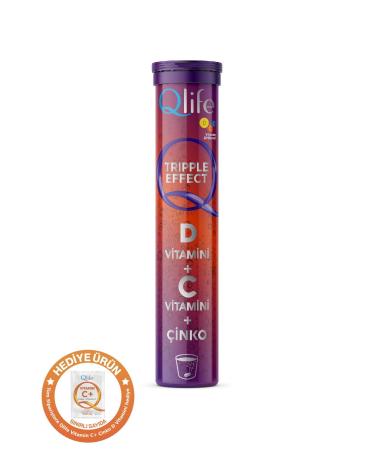 Qlife Daily Vitamin Supplement Tripple Effect Vitamin D Vitamin C Zinc 20 Effervescent Tablets