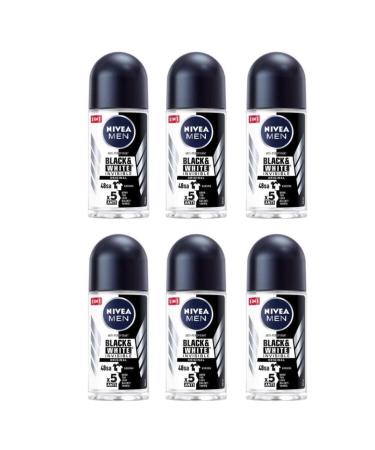 NIVEA Men Black & White Original Roll-On Travel Size 25 Ml 6 Pieces