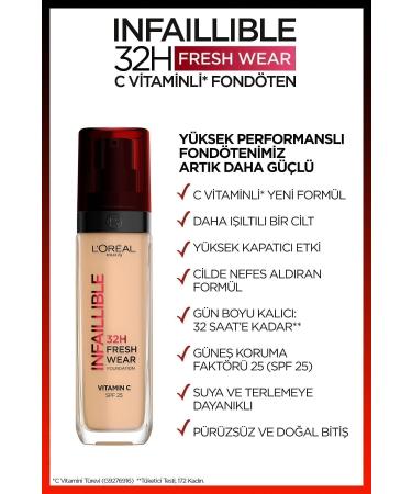 L'Oreal Paris L'or al L'or al Paris Infaillible 32h Fresh Wear Vitamin C Foundation - 145 Rose Beige - Buy Online on GoSupps.com
