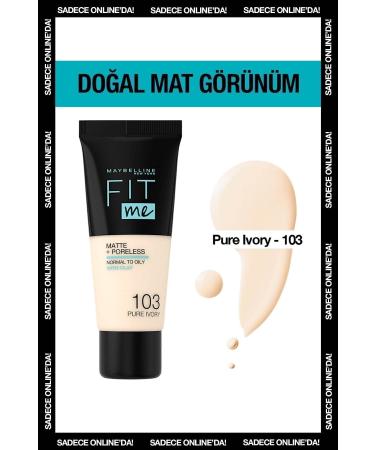 Maybelline New York Matte Foundation - Fit Me Matte + Poreless Foundation 103 Pure Ivory 3600531544782